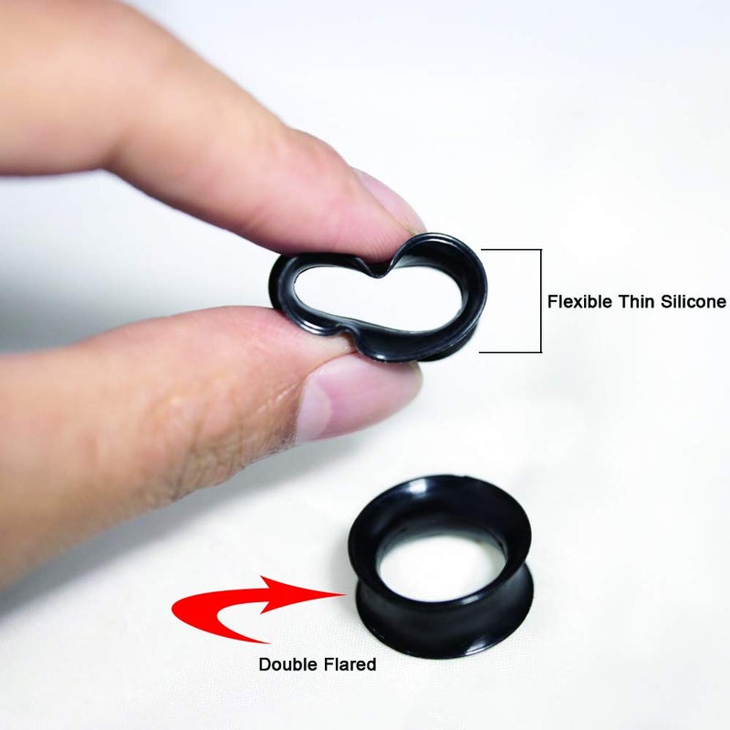 TOPBRIGHT 12 Pairs Ultra Thin Soft Silicone Ear Tunnels, Silicone Ear Skins Gauges and Plugs for Piercing - Image 2
